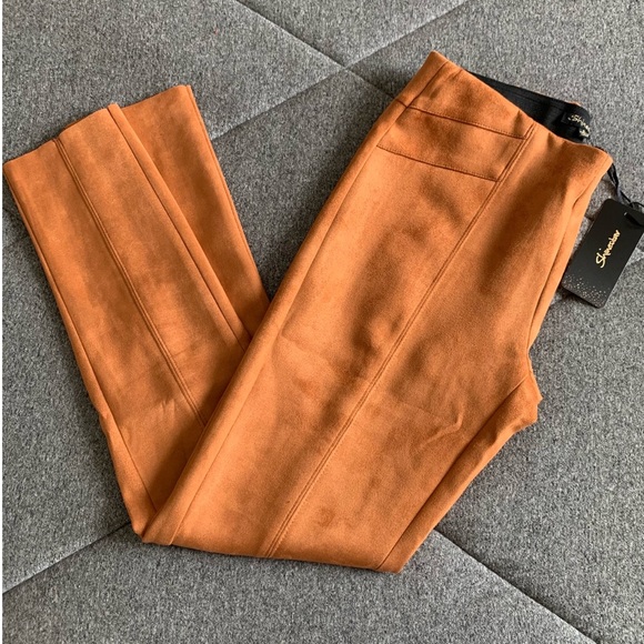 NWT! Fashion Nova Faux Suede Cognac Colored Pants - Picture 3 of 8